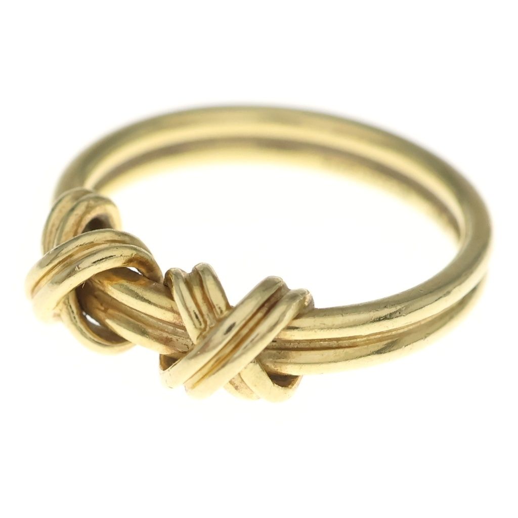 TIFFANY & Co. (ティファニー) ダブル シグネチャー クロス リング ゴールド Au750YG 3.6g