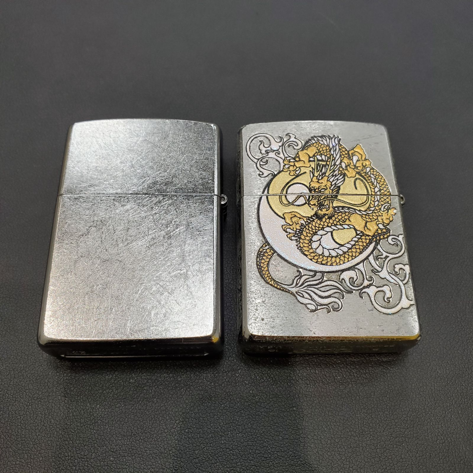MK275【ER263】Zippo ジッポー 無地 龍神 2点セット
