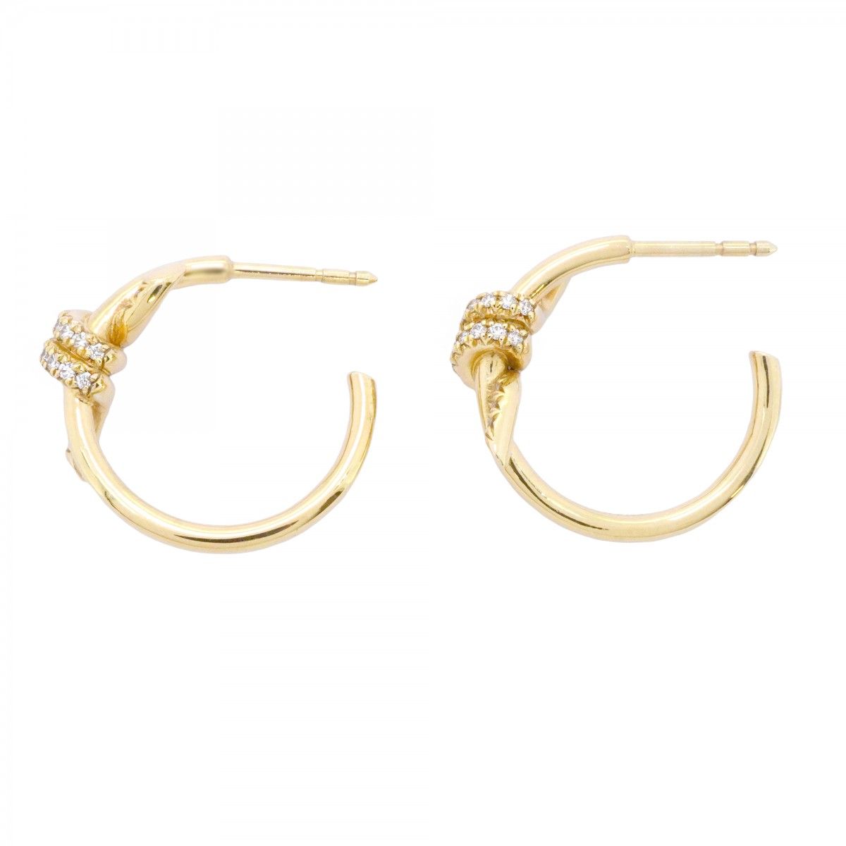 【6jdb0821】ティファニー ピアス ノット/フープ K18YG イエローゴールド ダイヤモンド 0.09ct【中古】レディース