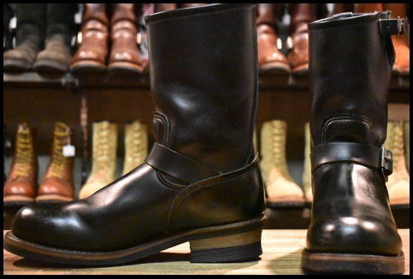 【8.5D 良品 PT91刺繍 97年】レッドウィング 2268 エンジニア 黒 ブラッククローム スチールトゥ プルオン ブーツ redwing HOPESMORE【GE019】