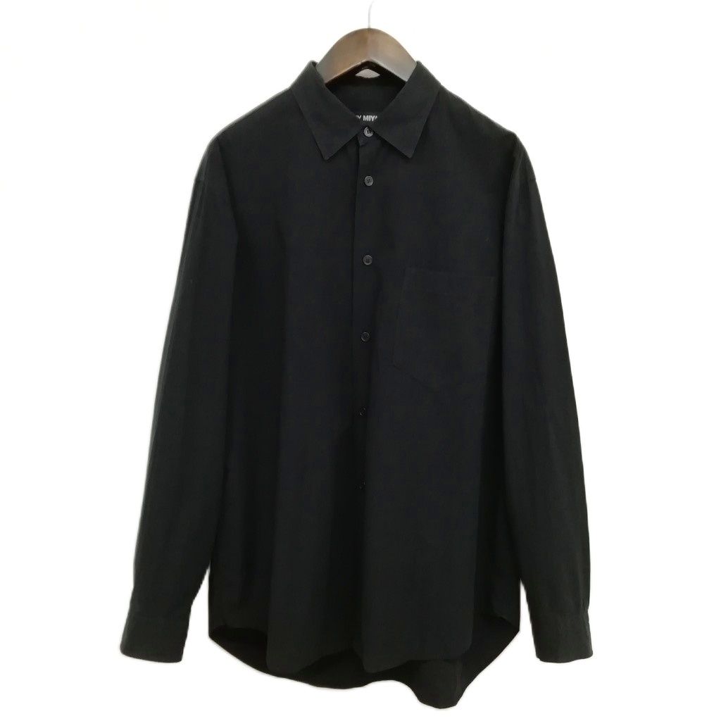 イッセイミヤケ ISSEY MIYAKE ME63FJ052 縮絨加工 コットン シャツ 2 ブラック