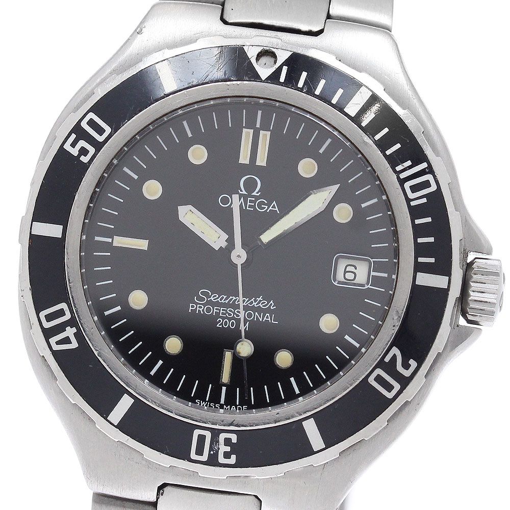 オメガ OMEGA シーマスター200m デイト クォーツ メンズ 保証書付き_956596