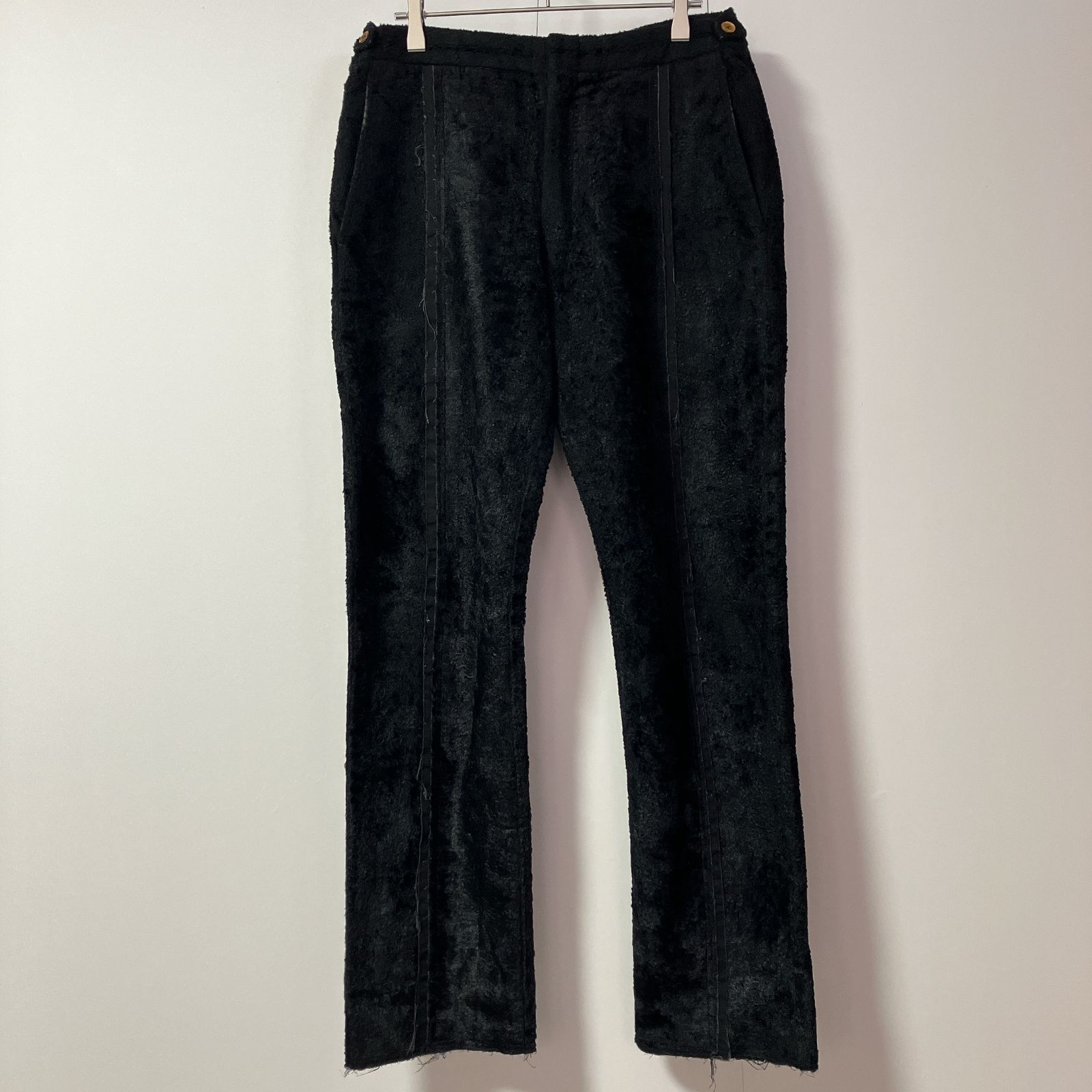 【訳あり】COMME des GARCONS HOMME PLUS コムデギャルソン オムプリュス ストレートパンツ サイズL 日本製 レーヨン混 ブラック 黒　　　　T-320