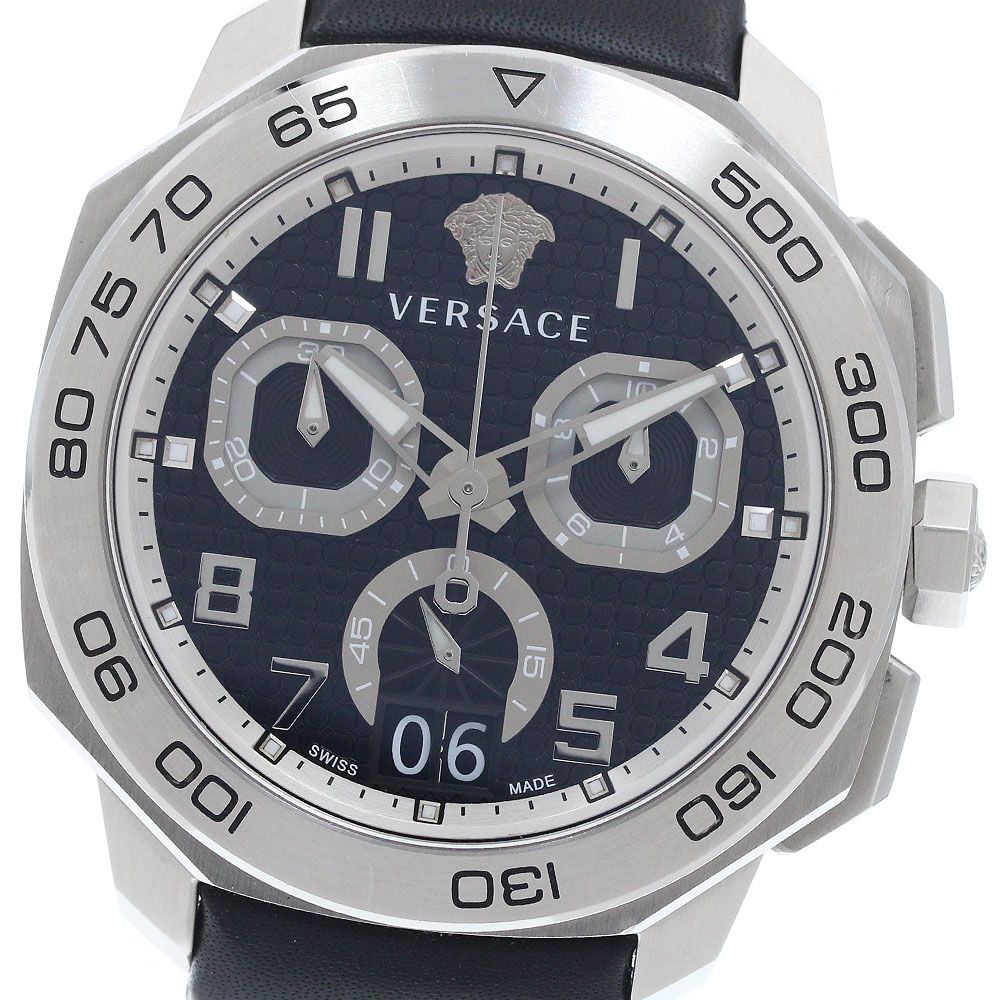 ベルト訳あり ヴェルサーチ VERSACE VQC010015 ディロス クロノグラフ ビッグデイト クォーツ メンズ 箱・保証書付き_956746