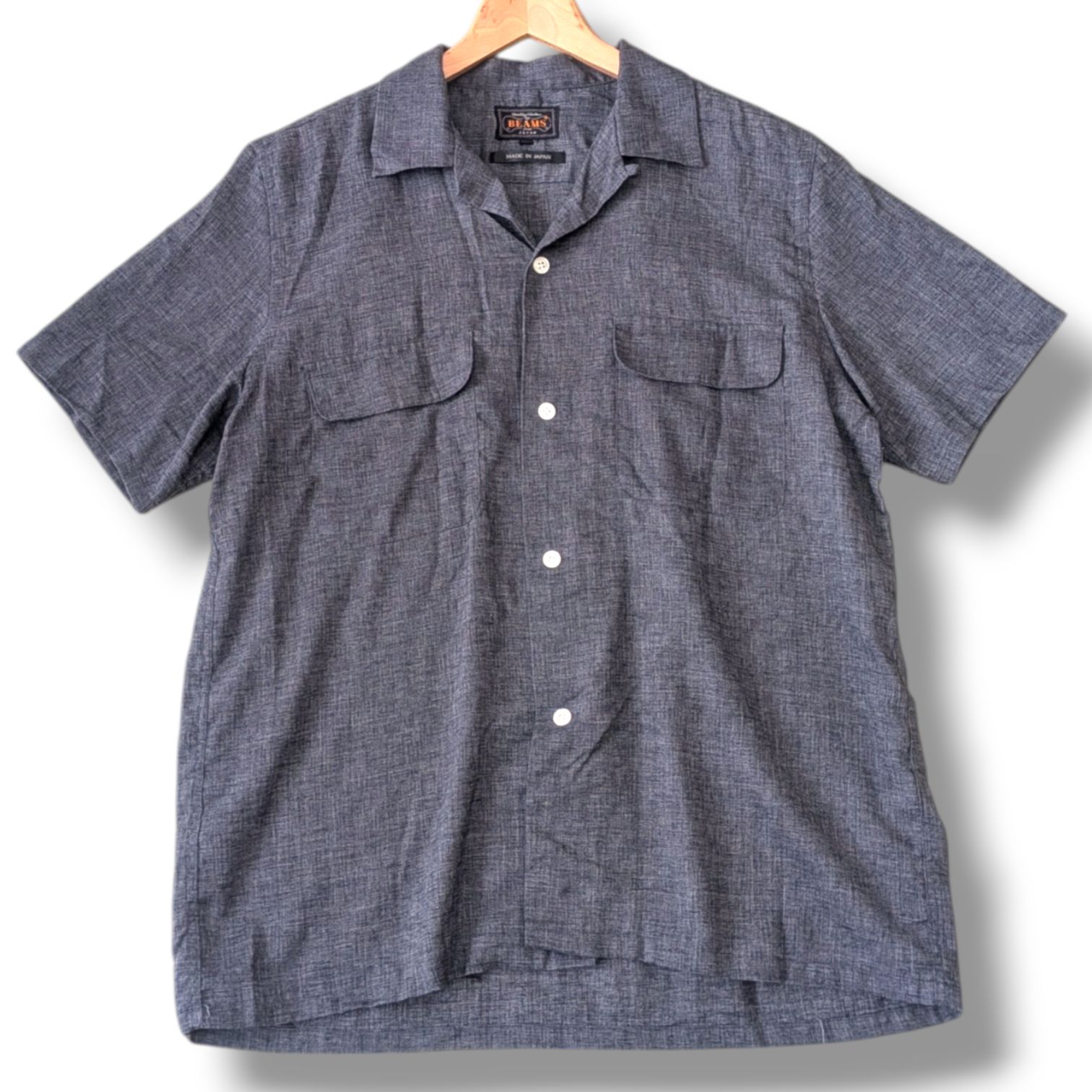 BEAMS | シャツ Short グレー Sleeve PLUS｜B.D. リネン混✨BEAMS+