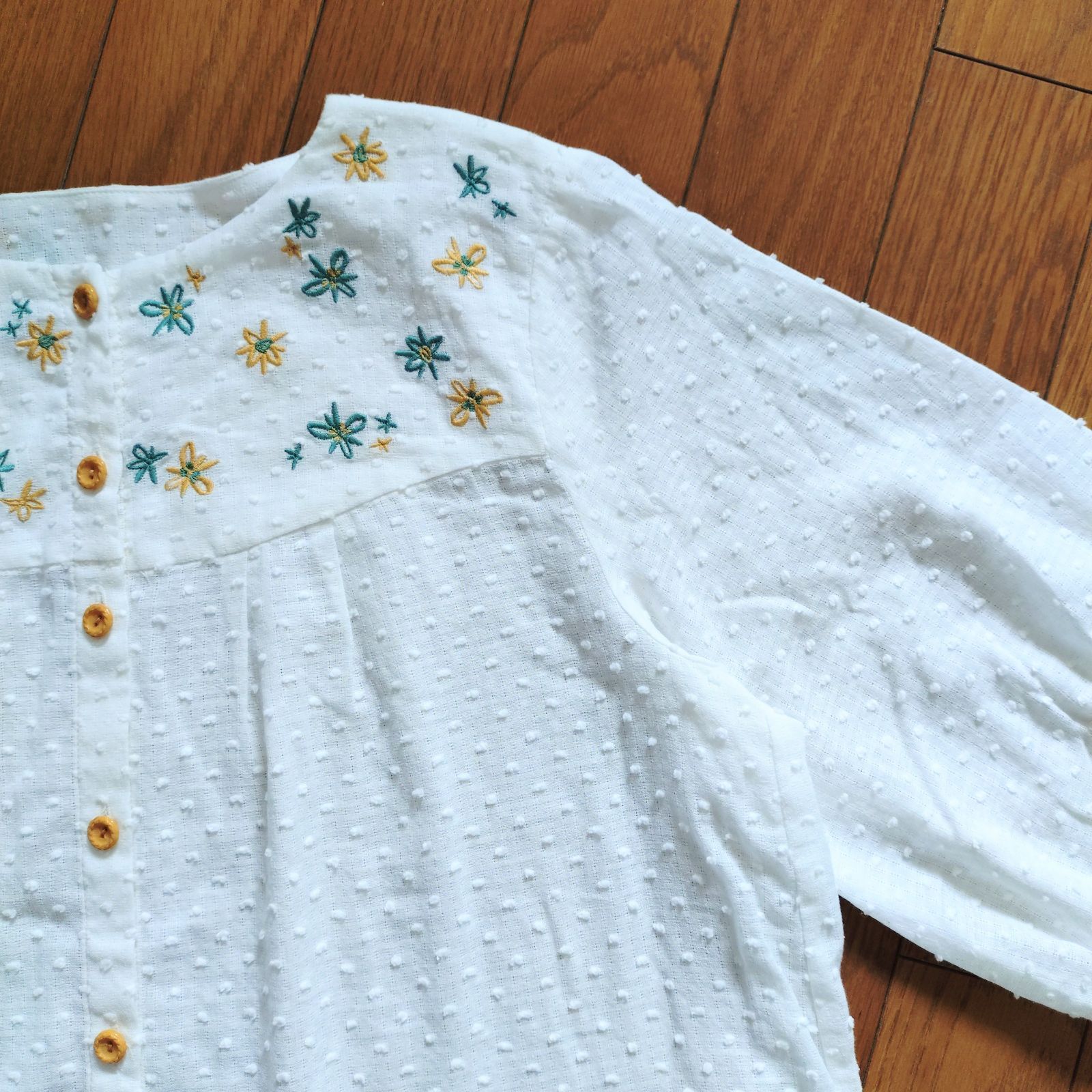 サイズ40 Jocomomola ホコモモラ お花刺繍のコットンブラウス 春夏 