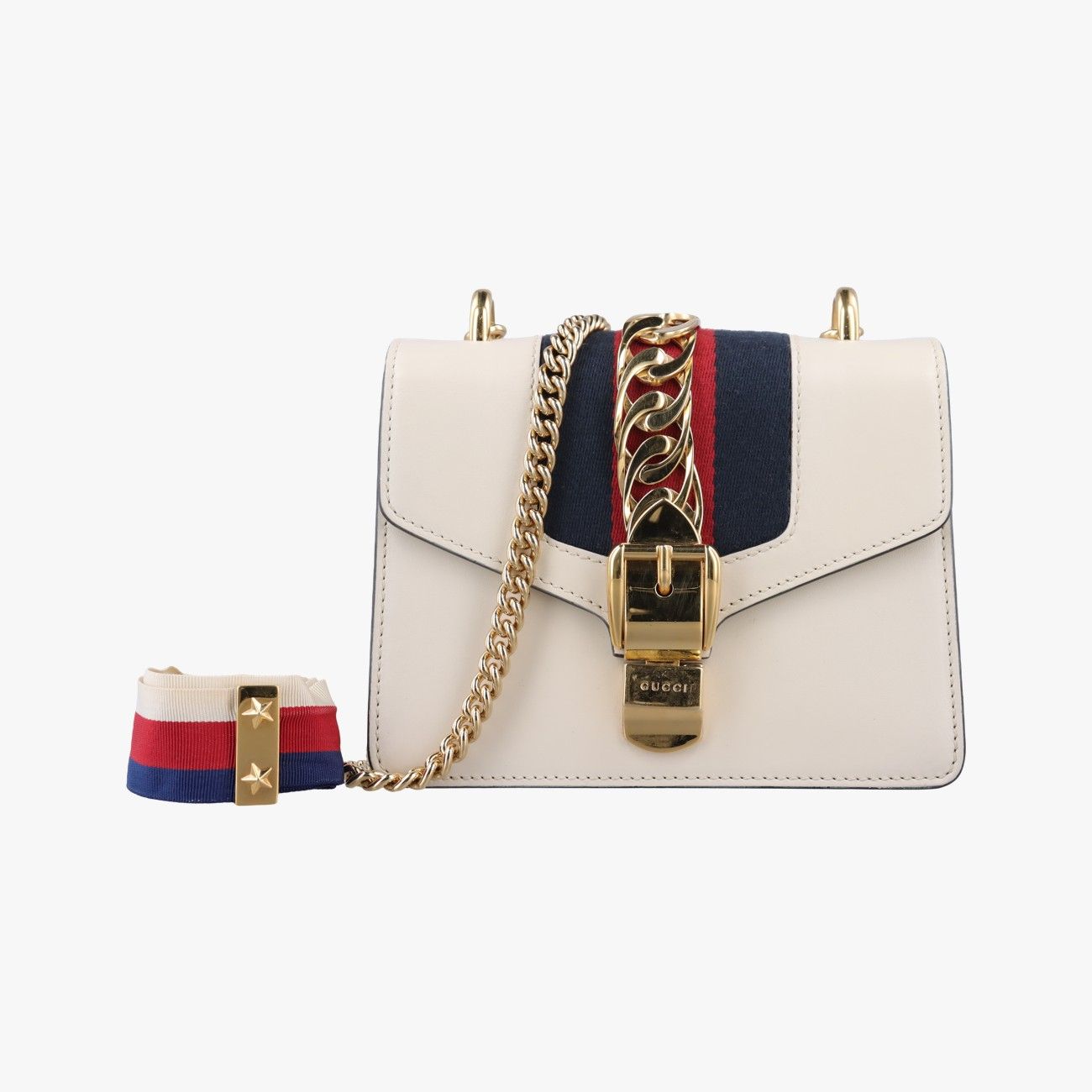 グッチGucciシルヴィ アイボリー×ネイビー×レッド レザー 431666 E021868170