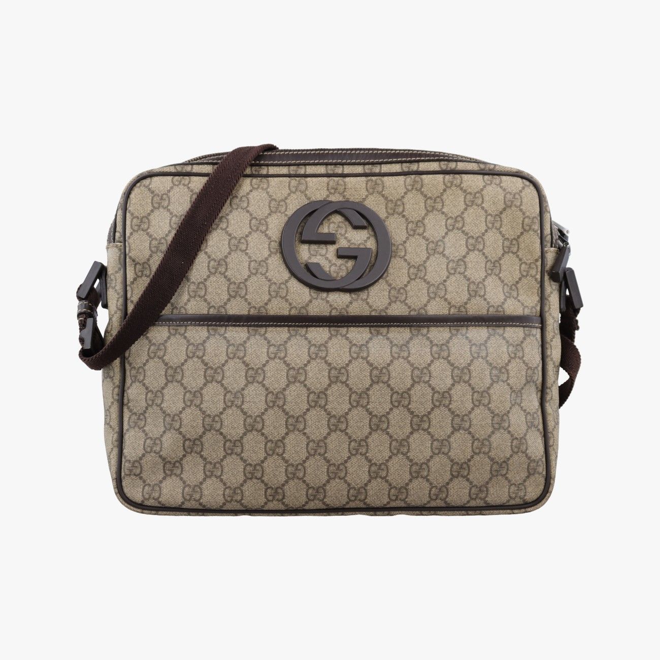 グッチGucciGGスプリーム メッセンジャー ブラウン レザー×キャンバス 201852 E7611518