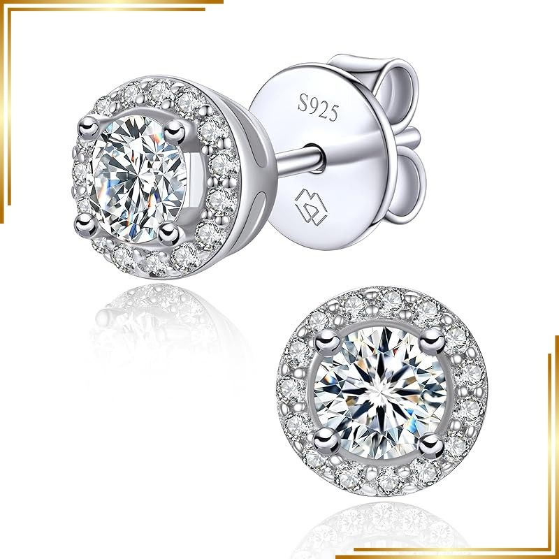 【新品】 MomentWish モアサナイト ピアス レディース メンズ 0.6-2ct Dカラー モアッサナイト イヤリング シルバー925 金属アレルギー対応 男女兼用 ダイヤモンド ピアス 人気 プレゼント