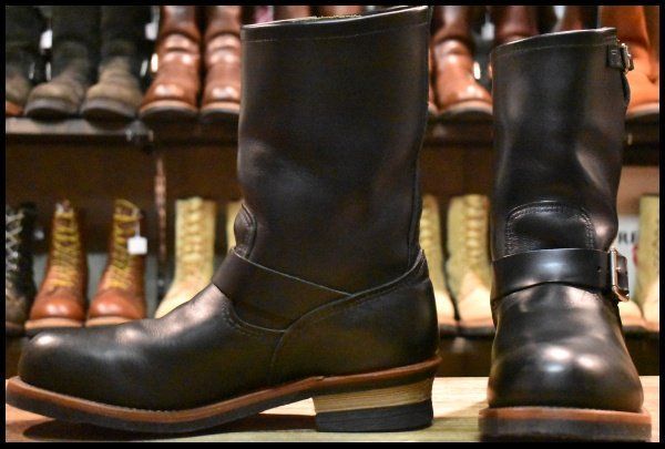 【10D 良品 10年】レッドウィング 2268 エンジニア 黒 ブラッククローム スチールトゥ プルオン ブーツ redwing HOPESMORE【GE031】