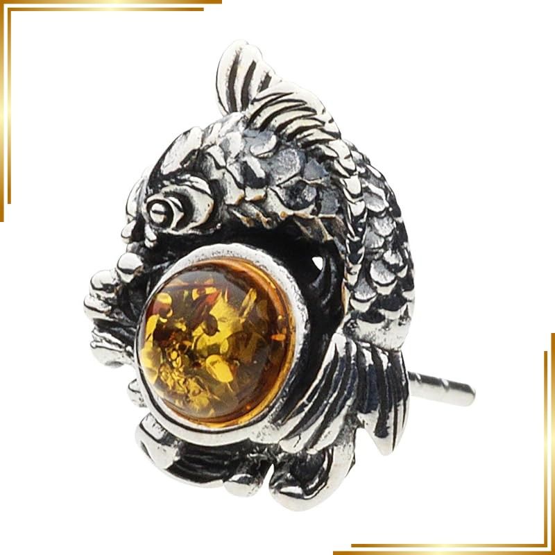 【新品】 [セノーテ]和柄 鯉の滝登りピアス アンバー【シルバー925 シルバーアクセサリー】e0489 1