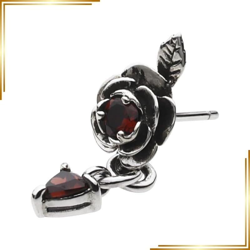 【新品】 [セノーテ]ストーン ローズ ピアス ガーネット【シルバー925 シルバーアクセサリー】e0516ga 1