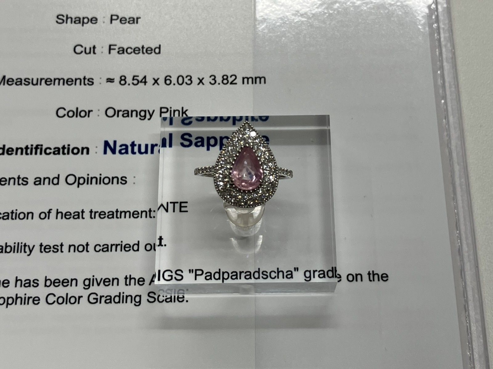 サファイア 1.58ct パパラチャ Padparadscha 非加熱 No heat AIGS鑑別書 D0.42ct PT900 4.3g 指輪 (JP15号) サイズ直し無料 8580K サファイア 1.58ct パパラチャ Padparadscha 非加熱 No heat AIGS鑑別書 D0.42ct PT900 4.3g 指輪 (JP15号) サイズ直し無料 8580K