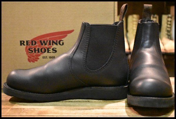 【8.5D 箱付 美品 23年】レッドウィング 3194 クラシックチェルシー サイドゴア ブラック ハーネス 黒 ブーツ redwing HOPESMORE【GE037】