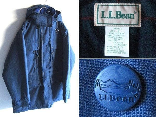 希少 80sビンテージ L.L.BEAN エルエルビーン NORTH COL/ノースコル型 中綿/エコダウン入 マウンテンパーカー ジャケット コート M ブルー ヴィンテージ古着