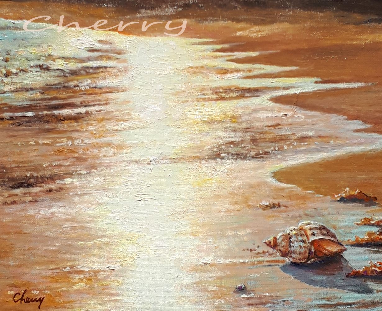 【一点物】『　サマー・バケーション　』油絵 F3号　油彩　絵画　インテリアアート　キャンバス　ハンドメイド