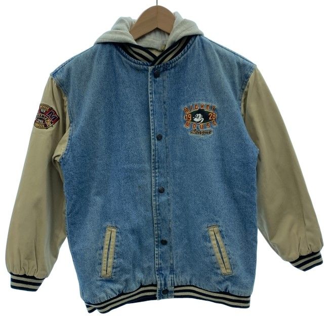 【中古】　Disney　スタジャン　ブルゾン　デニム　キャラクター　ミッキー　刺しゅう　古着　/1904