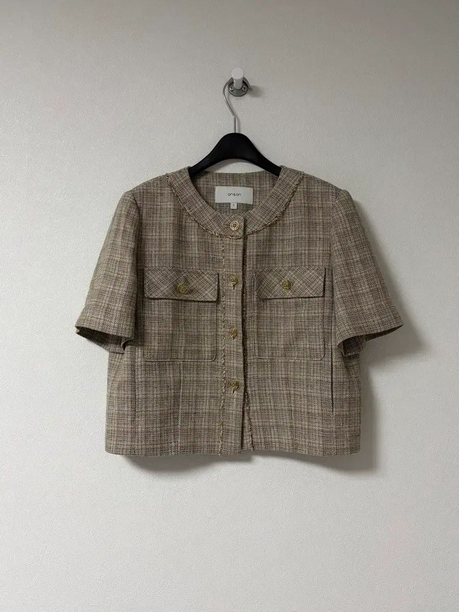 オンアンドオン 半袖 ツイード ジャケット