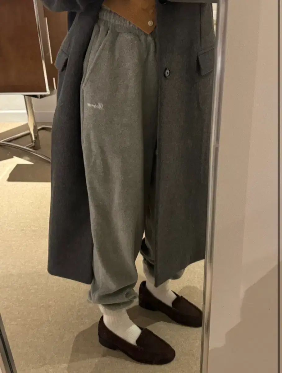 リボン빛 フレンチテリー ジョガー パンツ グレー