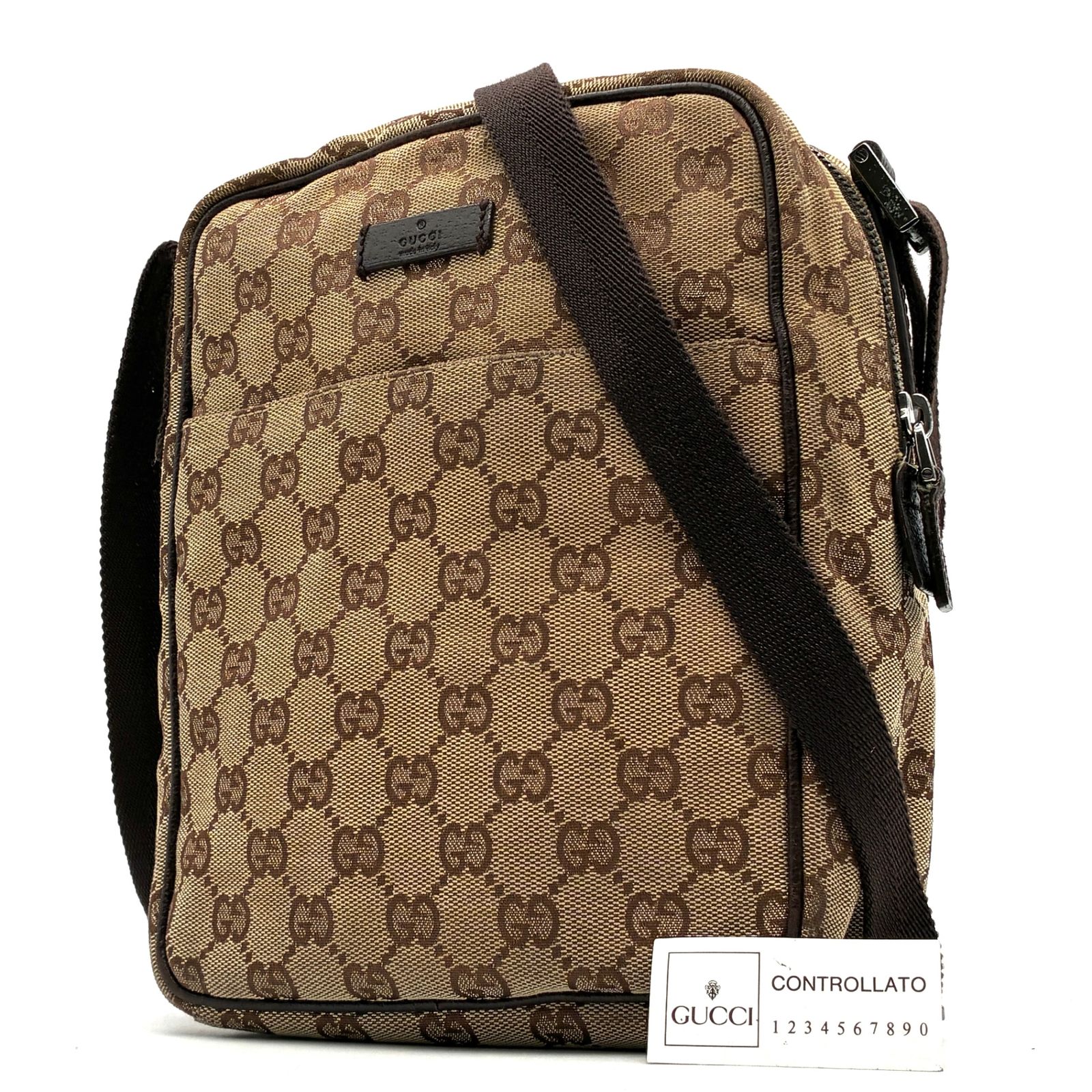 美品 GUCCI グッチ GGキャンバス ショルダーバッグ スクエア 