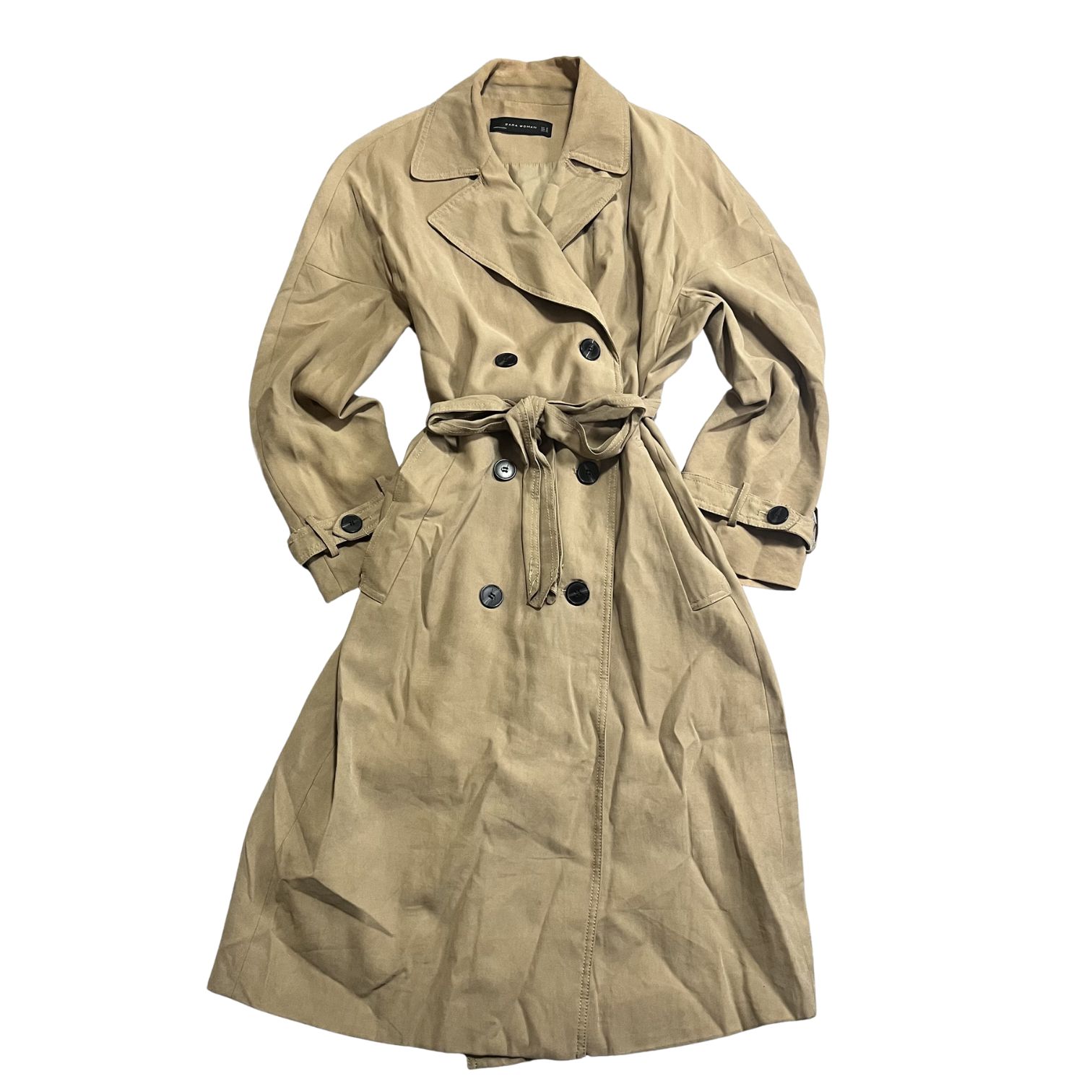 ZARA ベージュ ベルト付きロングトレンチコート ZARA - ザラ ベージュ ベルト付きロングトレンチコート XS ZARA(ザラ