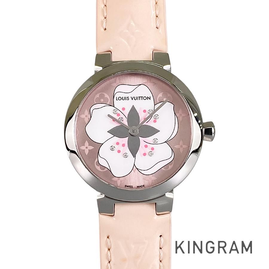 ルイ・ヴィトン LOUIS VUITTON モノグラム ヴェルニ タンブール Q12MG SS ダイヤモンド クォーツ レディース 腕時計 ss【中古】