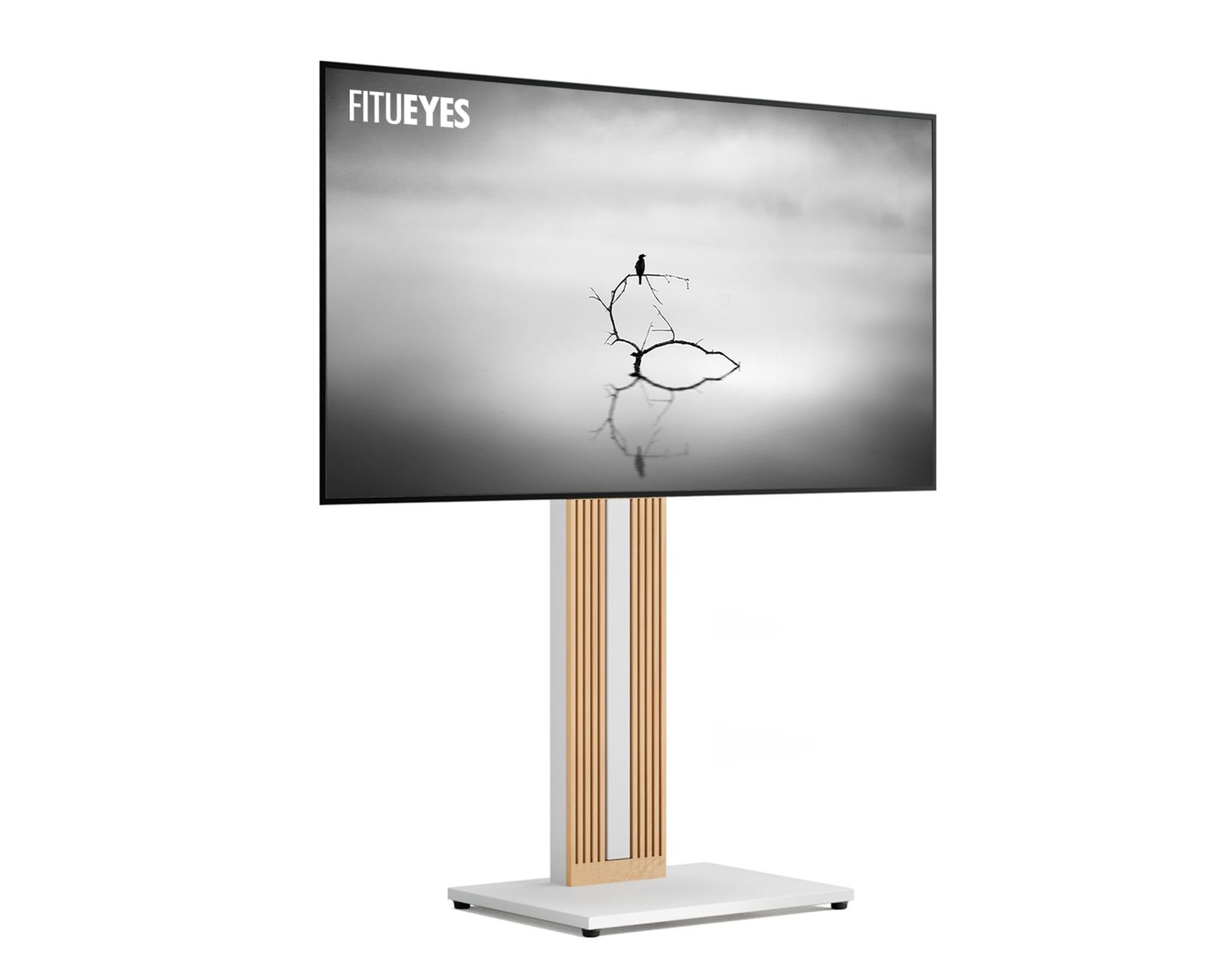 新品 FITUEYES DESIGN 木製テレビスタンド 和風 32～65インチ対応 強化ベース 首振り 壁寄せ TVスタンド ハイタイプ 高さ調節可能 耐荷重40kg ZENシリーズ