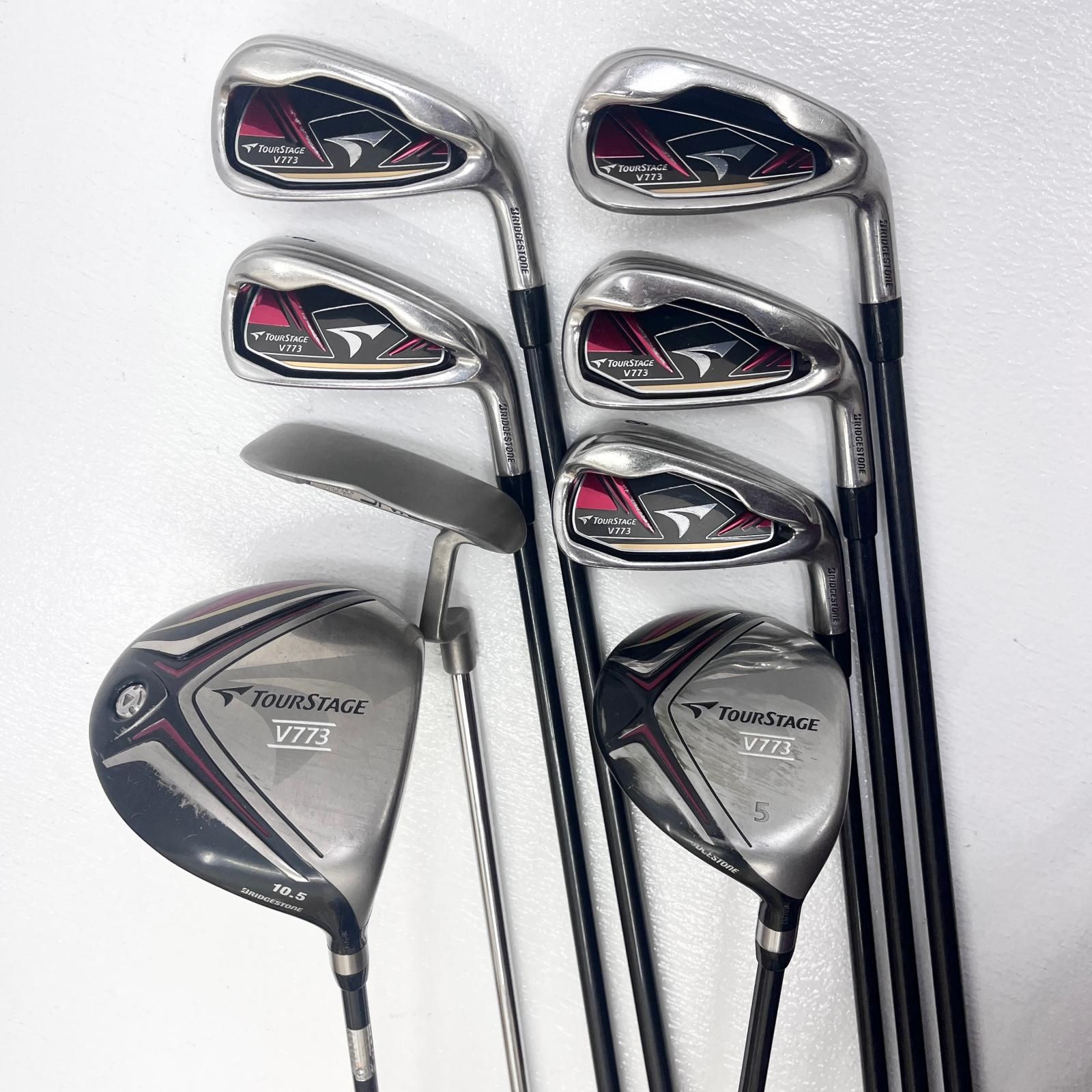 【加古川店】 中古 BRIDGESTONE | ブリヂストン TOURSTAGE V773(2018) 7本+PING パター クラブ8本セット 1W.5W.6~9.P.Pt 【427】