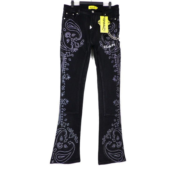 グアピ GUAPI 【 VINTAGE BLACK PAISLEY DENIM 】 ラインストーン