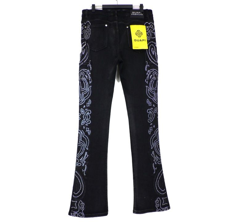 グアピ GUAPI 【 VINTAGE BLACK PAISLEY DENIM 】 ラインストーン