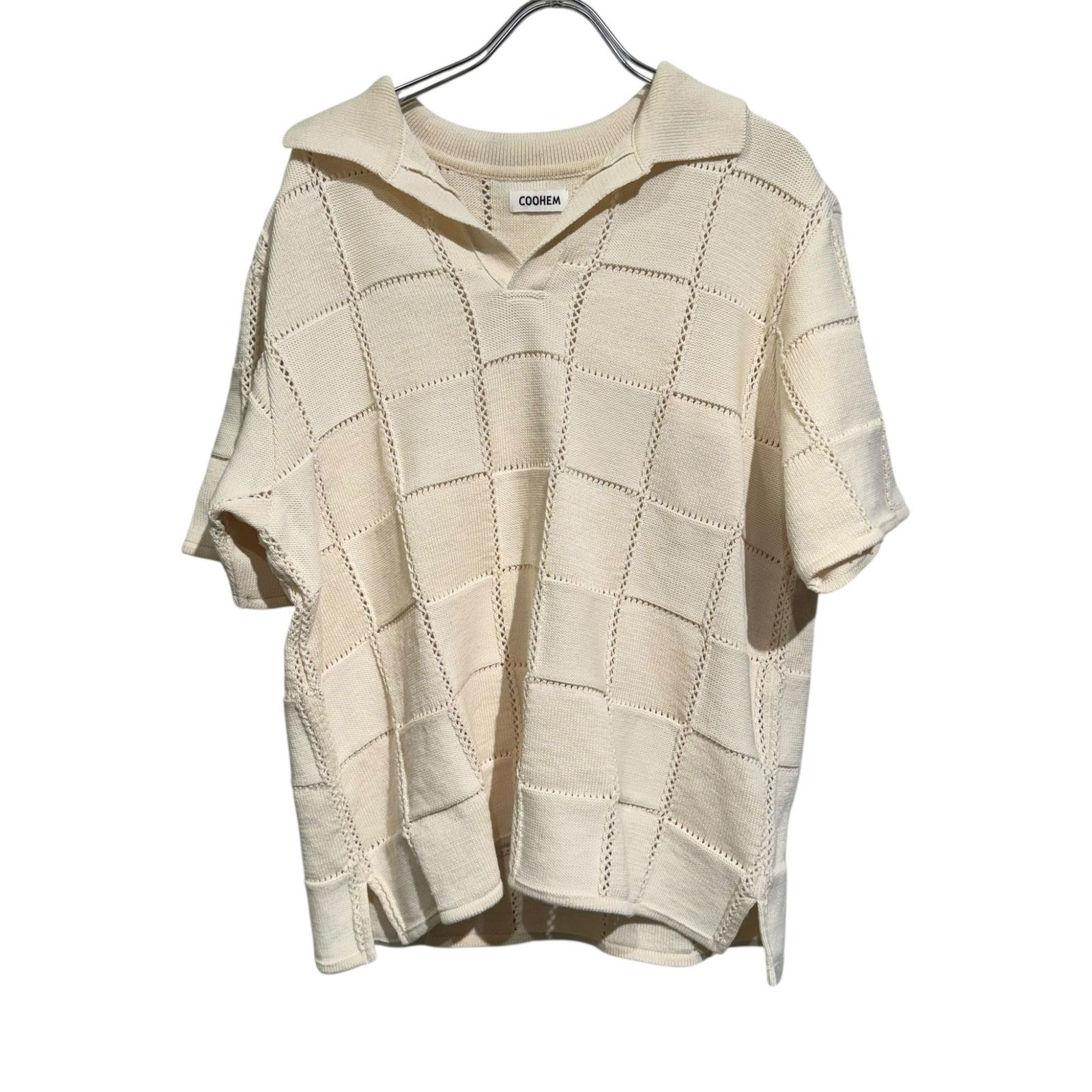 COOHEM (コーヘン) LINKS CHECK KNIT PULLOVER 11-242-028 ベージュ FREE
