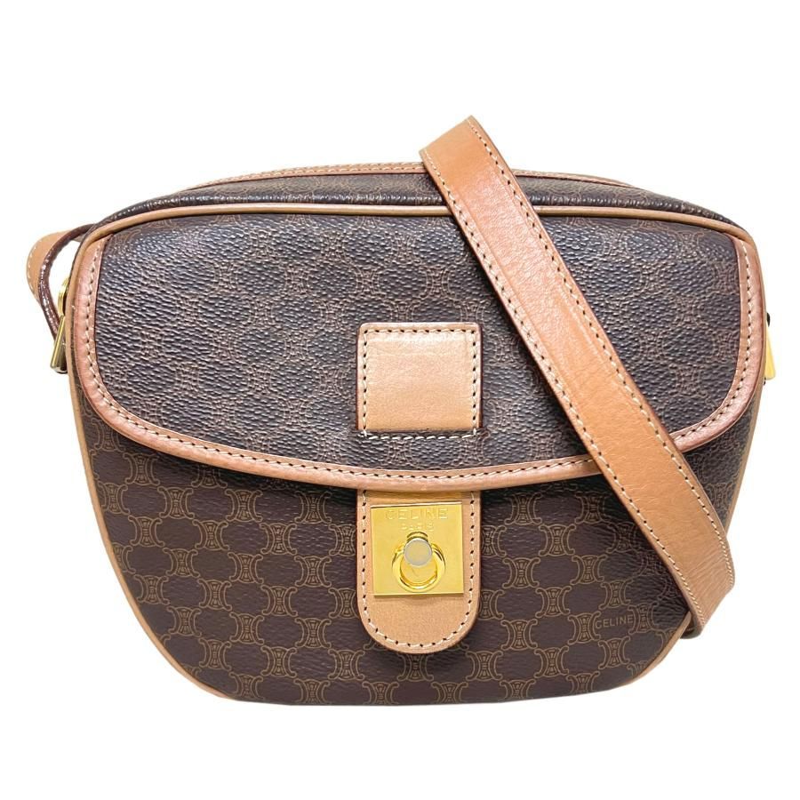 CELINE セリーヌ ショルダーバッグ マカダム柄 ブラウン ゴールド金具 CELINE(セリーヌ) OLD CELIEN macadam shoulder bag マカダム柄