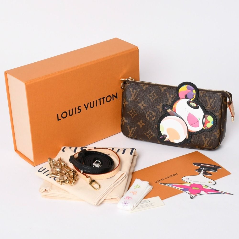 新品未使用品 LOUIS VUITTON ルイヴィトン LV×TM モノグラムパンダ ポシェットアクセソワール M13440 村上隆 ポーチ ブラウン 中古 4a001470