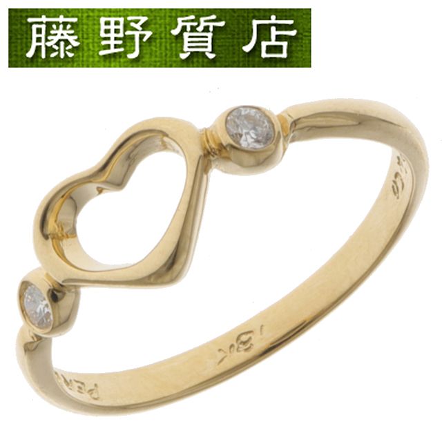 （新品仕上げ済）ティファニー TIFFANY オープンハート ダイヤ リング 2PD K18 YG イエローゴールド 指輪 約 12号 ティファニー リング オープンハートリング ティファニーオープンハート ring 8563