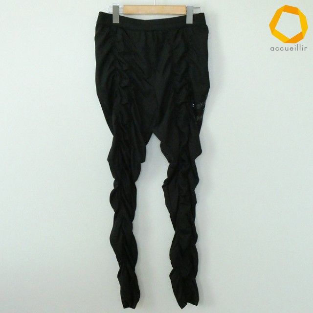 #a GKITALIYA 伊太利屋 パンツ 11 黒 ギャザー スパッツ レギンス ラインストーン レディース [1001221] k01