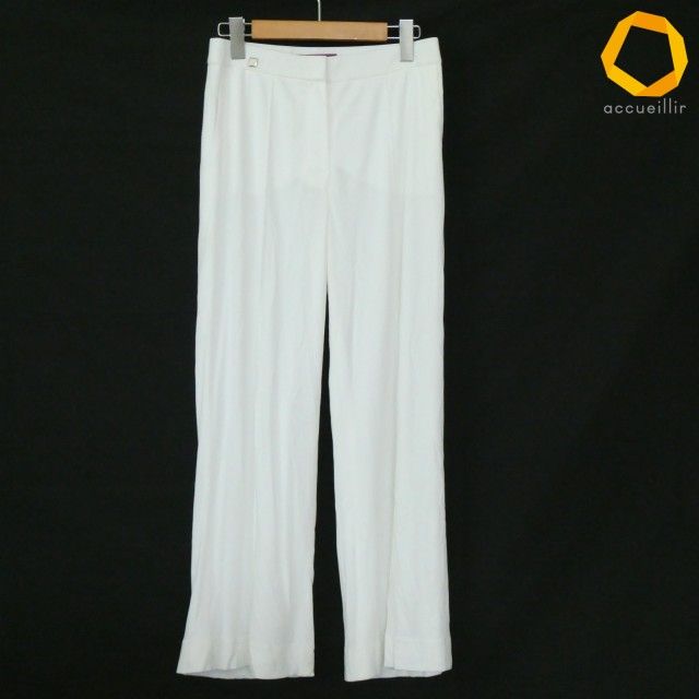 #a レオナール LEONARD パンツ 38 白 スラックス センタープレス レディース [997425] k01