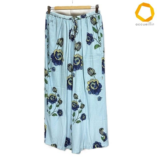 #s アズノウアズ AS KNOW AS ANY WEAR オオラカ パンツ 水色 青系 緑 黄色 花柄 総柄 大きいサイズ レディース [1006187] k01