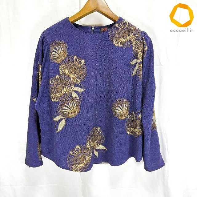 ✨美品✨詩仙堂 ヒトシタムラ ちりめん 花柄 デニム風 チュニック 日本