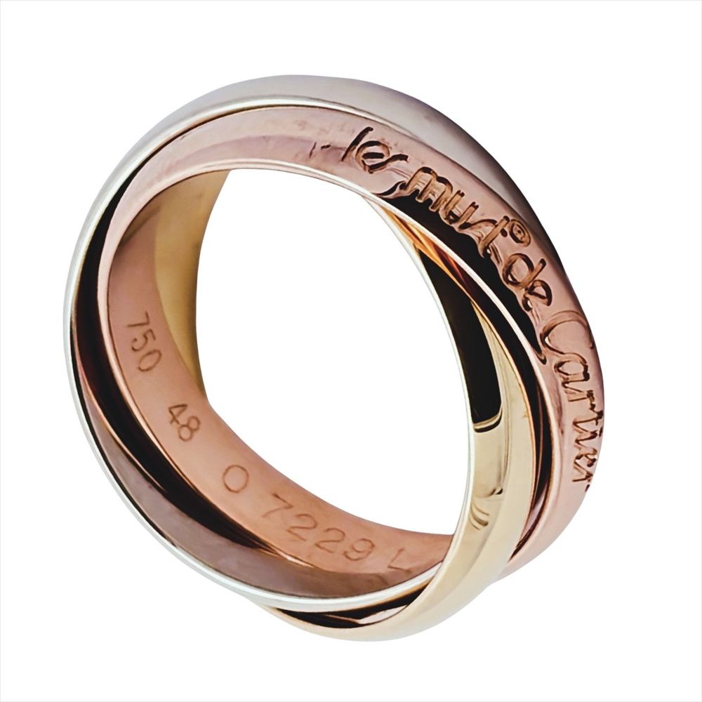 カルティエ Cartier トリニティ リング 指輪 #48 K18YG 6.6g K18PG K18WG MM スリーカラーゴールド イエロー ピンク ホワイト レディース【中古】