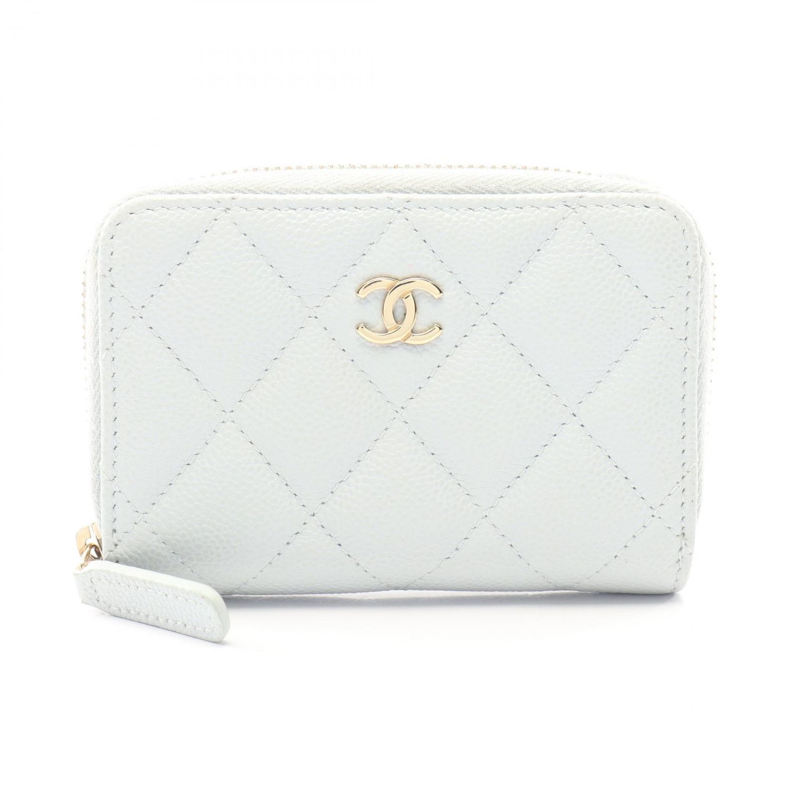 シャネル CHANEL コインケース クラシック ジップ コインパース マトラッセ AP0216 ライトブルー キャビアスキン(グレインドカーフ) マトラッセ コインケース