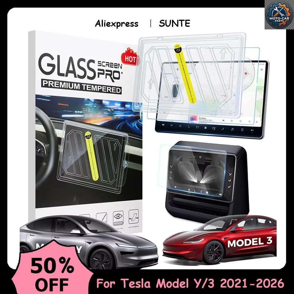 強化ガラス製スクリーンプロテクター テスラ モデル3 ハイランドY ジュニパー 2021-2025 2026 HD センターコントロールフィルム保護