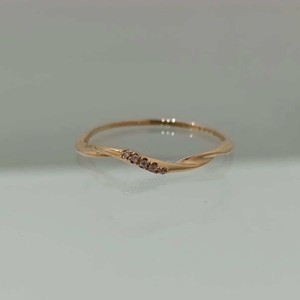 【ete bijoux】 エテビジュー スキニー ダイヤモンド ツイスト リング K18 約1.1g 0.01 約16号