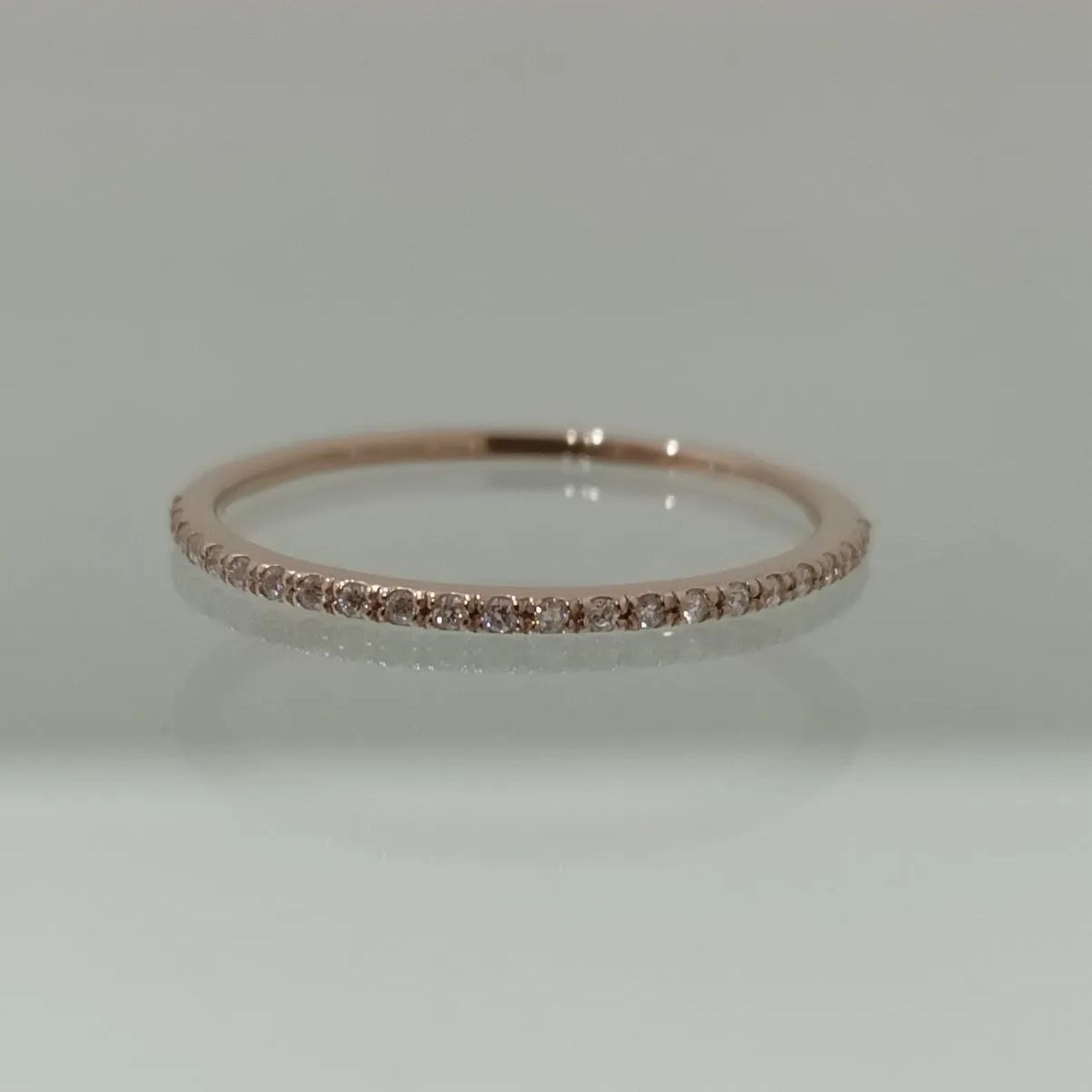 【ete bijoux】 エテビジュー ハーフエタニティ スキニー ダイヤモンド リング K18RBG 約0.8g 0.04 約10号