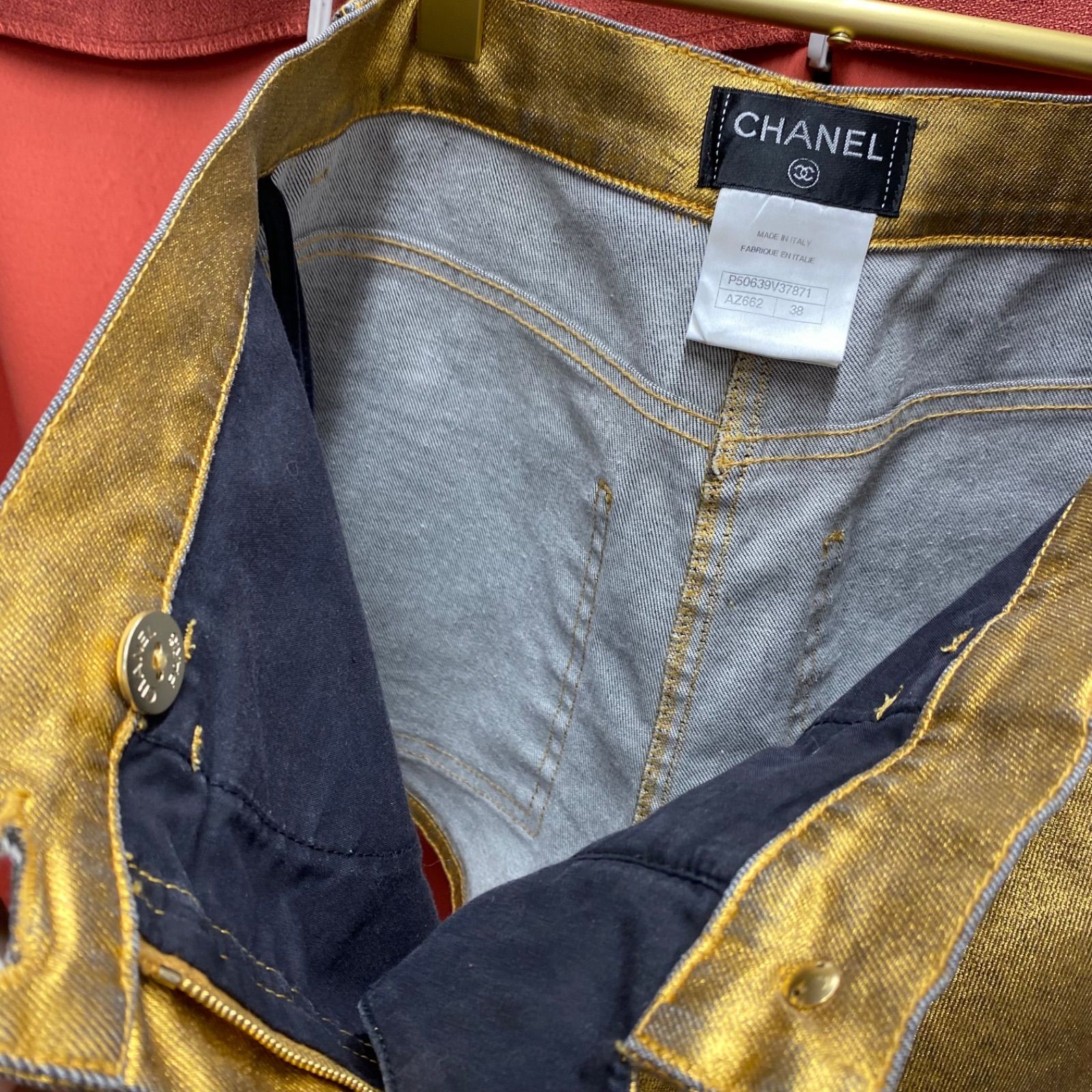 シャネル CHANEL デニムショーツ ハーフパンツ 38 ベージュ イタリア製 国内希少！ CHANEL シャネル デニム ハーフパンツ 短パン Gパン