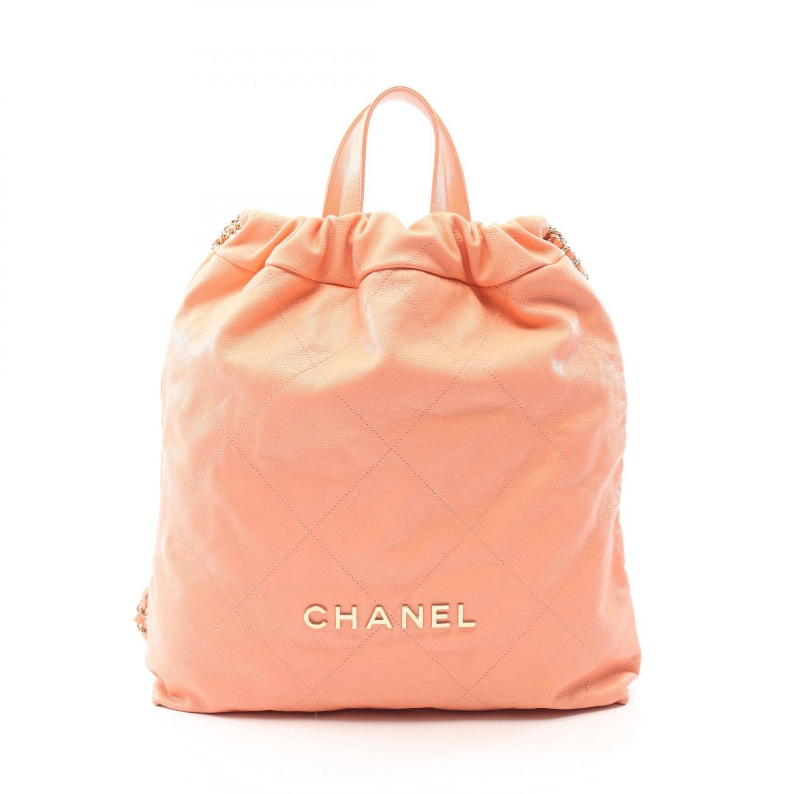 シャネル CHANEL リュックサック バックパック シャネル 22 ラージ AS3313 コーラルピンク キャビアスキン(グレインドカーフ) CHANEL22 マトラッセ チェーンバックパック