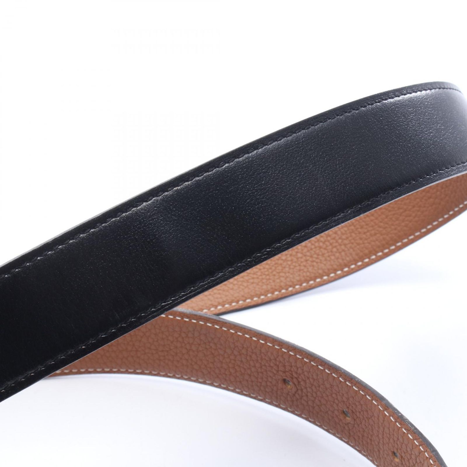 極美品！ エルメス HERMES ベルト Hストリエ カーフ 牛革 ベルト エルメス HERMES ベルト Hストリエ ノワール ゴールド リバーシブル