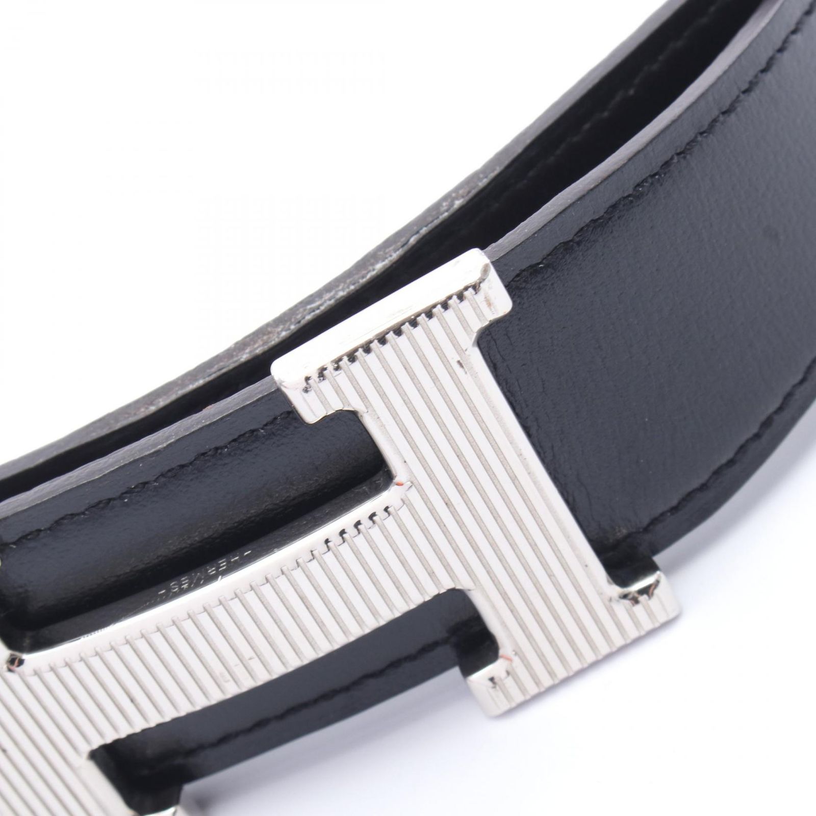 エルメス HERMES ベルト Hストリエ ノワール ゴールド リバーシブル