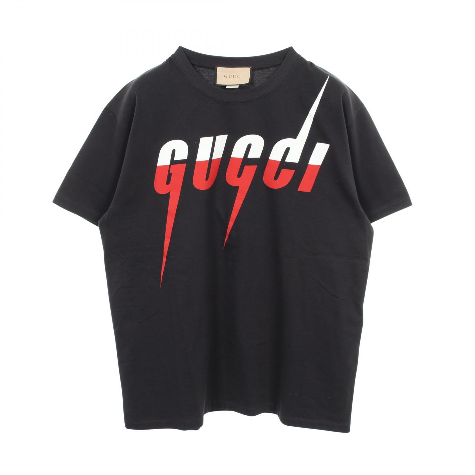 【美品】 GUCCI シャツ Tシャツ メンズ 半袖 グッチ GUCCI 半袖Tシャツ ブレードロゴ コットン Tシャツ メンズ Used