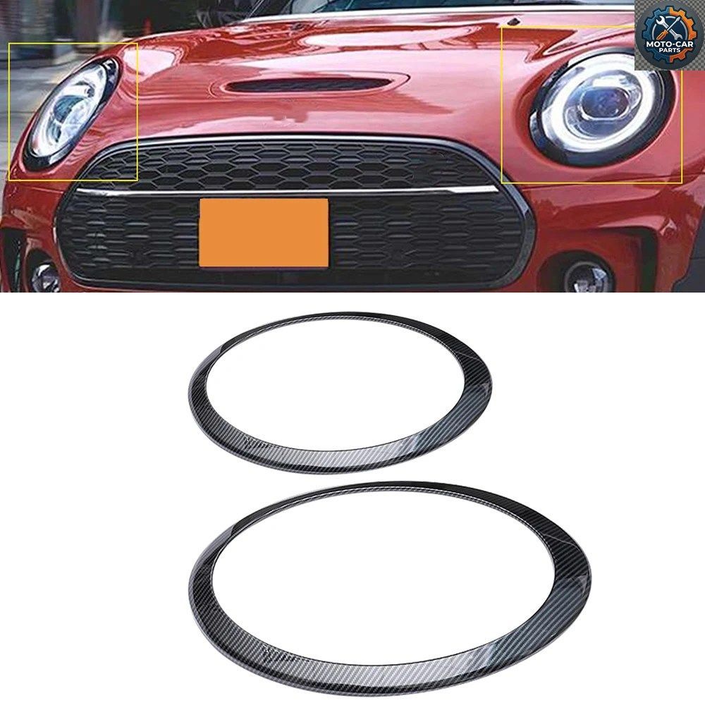 カーボンファイバー調ヘッドライトカバートリム BMW MINI CLUBMAN F54 2016-2022