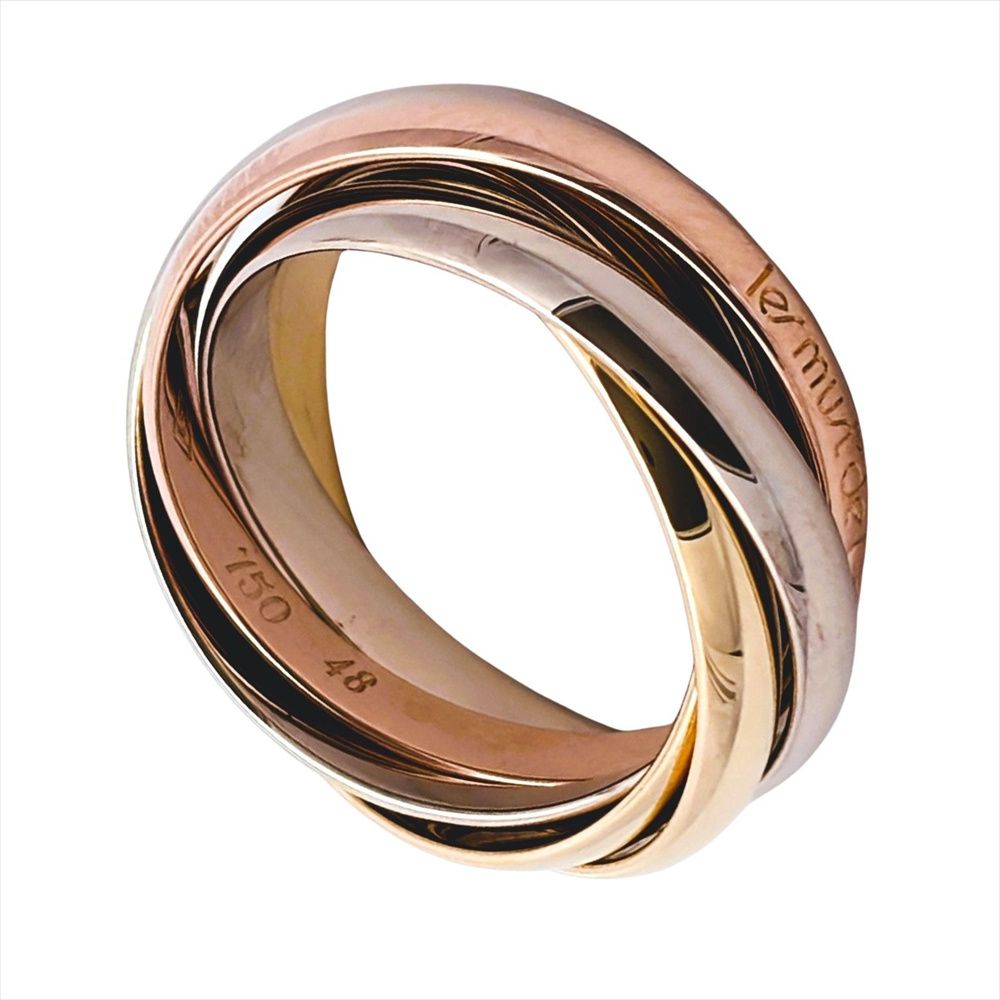 カルティエ Cartier トリニティ 5連 リング 指輪 #48 K18YG 7.5g K18PG K18WG スリーカラーゴールド レディース【中古】